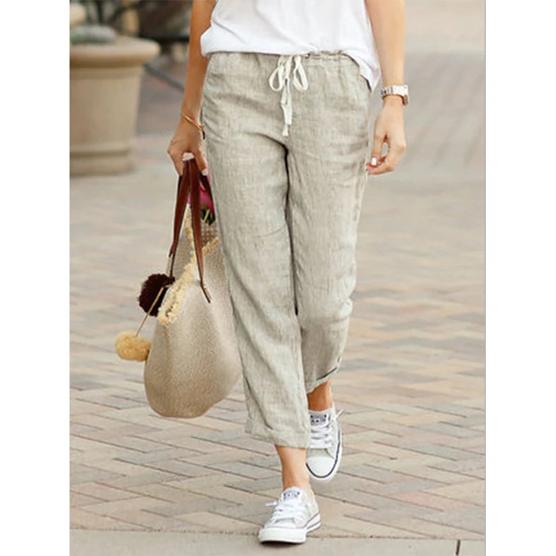 women's embroidered pantsWomen's Draw String Loose Fashion Designer Cotton Pants