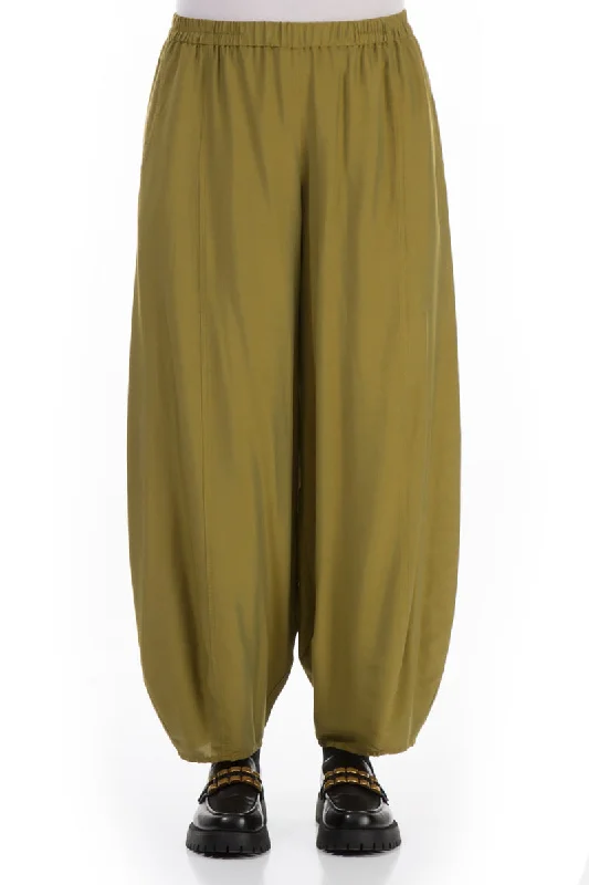 women's skinny pantsTaper Olive Silk Bamboo Trousers