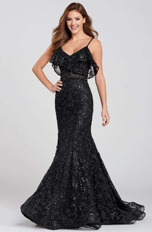 Sleeveless Dress FlaredEllie Wilde - EW120082 Sleeveless Sequined Trumpet Dress