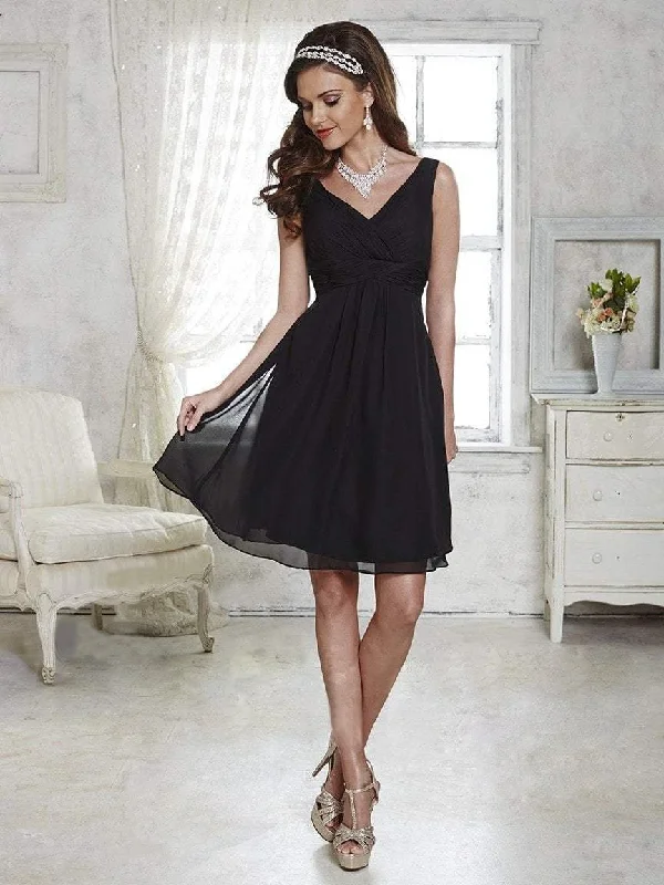 Sleeveless Dress In WovenDamas - 52370SC Sleeveless Ruched Bodice Short Dress