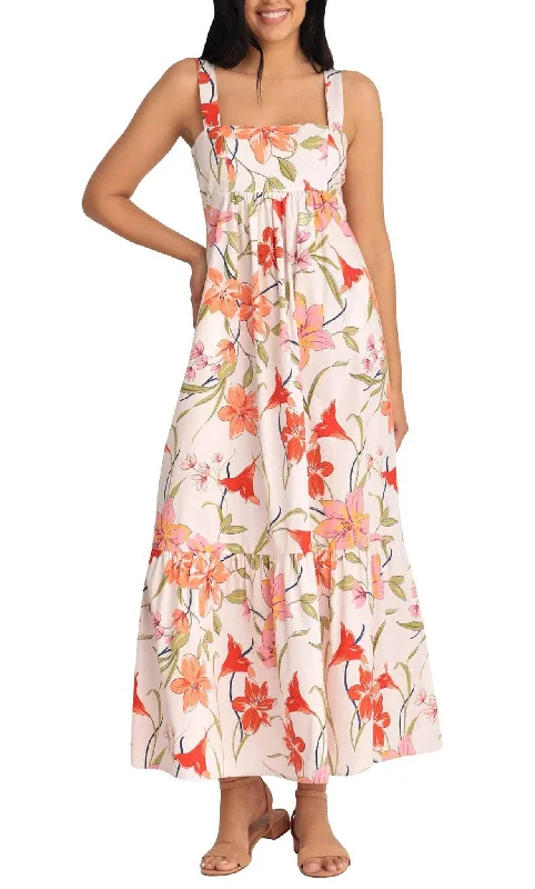 Sleeveless Dress In GeorgetteLondon Times T5728M - Sleeveless Empire Floral Printed Dress