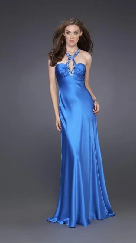 Formal Dress for Civil CeremoniesLa Femme - 15578 Distinctively Embellished Neck Strap Sheath Gown