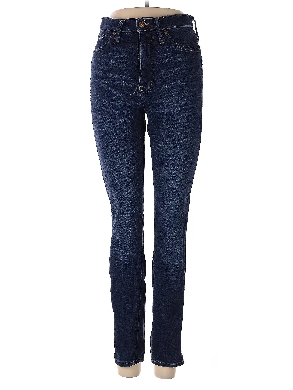 women's denim jeans with zippersHigh-Rise Skinny Jeans in Dark Wash