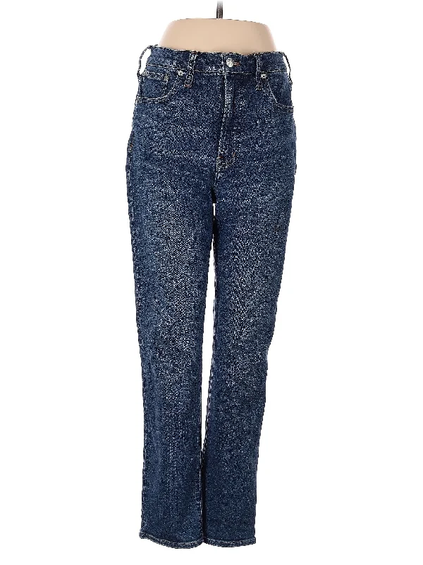 women's denim jeans with embroidered back pocketsHigh-Rise Straight-leg Jeans in Medium Wash