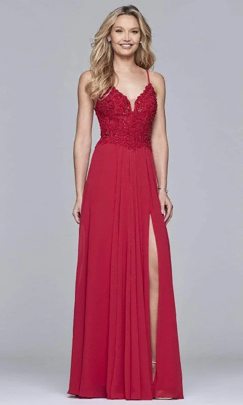 Formal Dress for Indoor WeddingsFaviana - 10005 V Neck Flowy Soft Fabric A-Line Gown