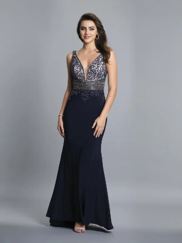 Formal Dress for Hotel GalasDave & Johnny - Adorned Empire Waist Sleeveless Mermaid Gown A7429 - 1 pc. Navy Blue in size 4 and 1 pc Emerald In Size 6 Available