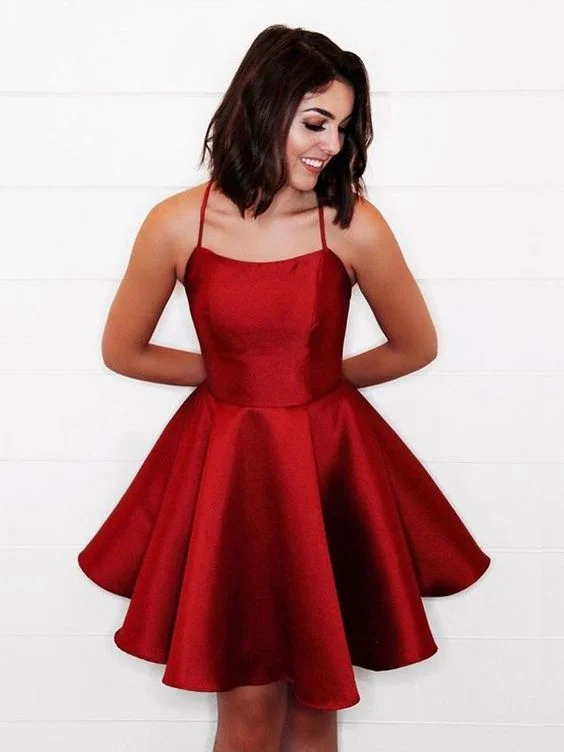 sustainable party dressesFashion Criss Cross Back Red Homecoming Dress