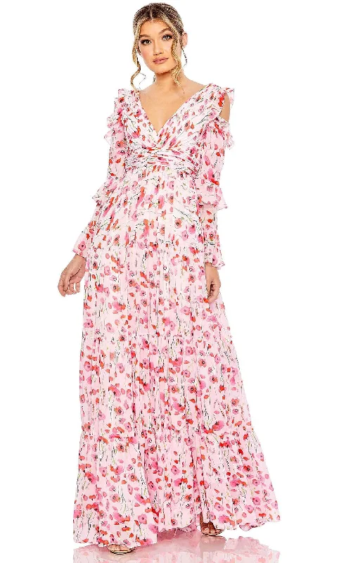 Formal Dress for Eco-Conscious EventsMac Duggal 55906 - Floral Print V-Neck Formal Dress