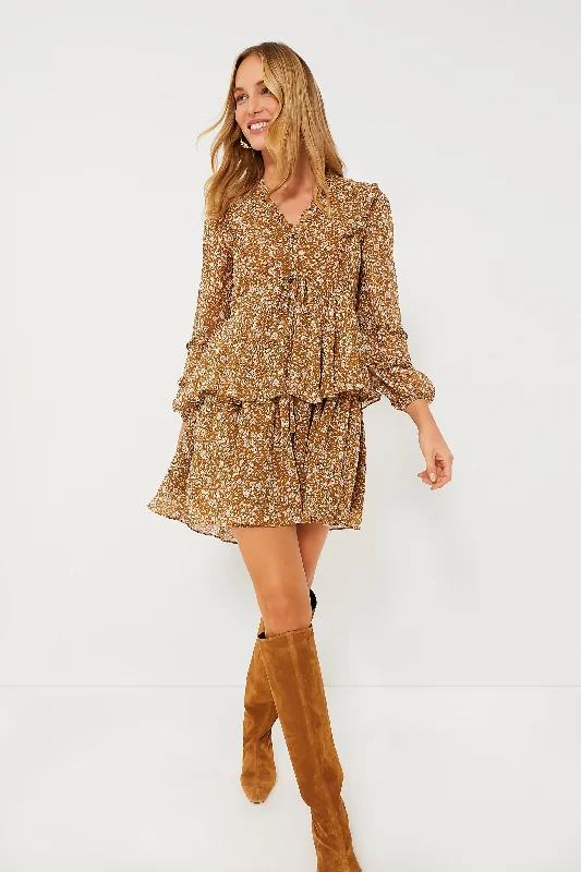 Fancy Long Sleeves Wedding Guest DressChestnut Floral Long Sleeve Liza Dress