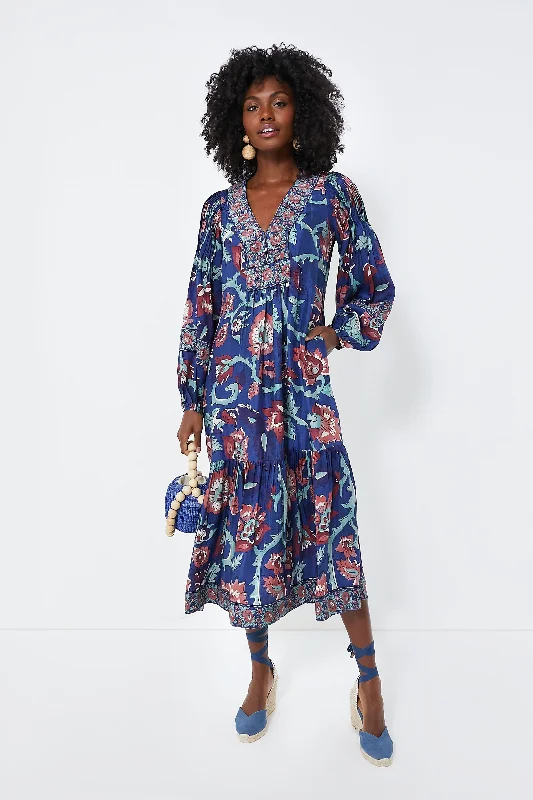 Full-Figured Long Sleeves DressRose Rory Print Long Sleeve Dress with Belt