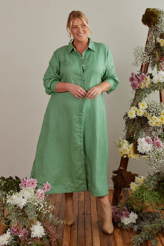 Fabulous Lace Long Sleeves DressGracie Long Sleeve Linen Dress in Jadesheen