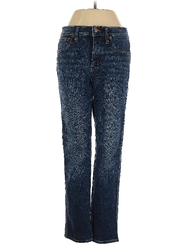 women's denim jeans with contrasting stitchingHigh-Rise Straight-leg Jeans in Dark Wash