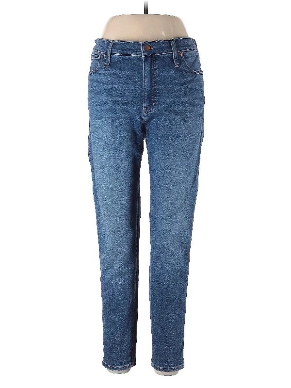 women's denim jeans with elastic waistbandsMid-Rise Straight-leg Jeans in Medium Wash