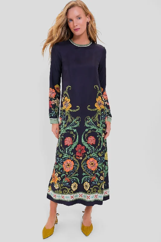 Flowery Patterned Long Sleeves DressBotticelli Placee Long Sleeve Swing Dress