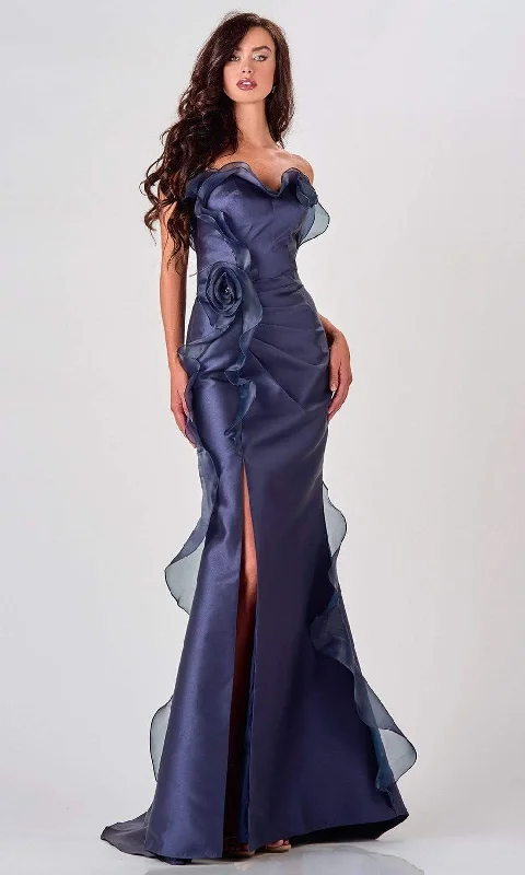 Formal Dress for Opera NightsTerani Couture - 2111E4743 Strapless Floral Frill Slit Mermaid Gown