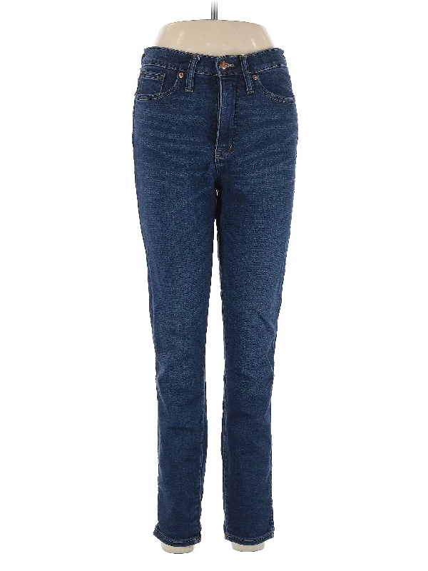 women's denim jeans with button-fly closureHigh-Rise Straight-leg Jeans in Dark Wash