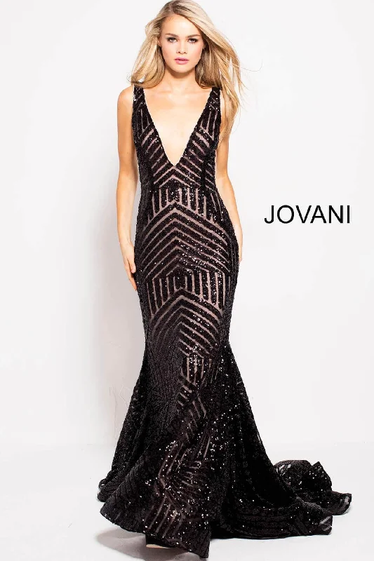 Formal Dress for PromsJovani - Sequined Plunging Gown 59762SC