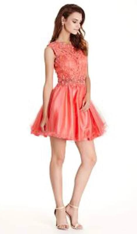 off-the-shoulder party dressesTrevi Collection - Floral Lace A-line Homecoming Dress