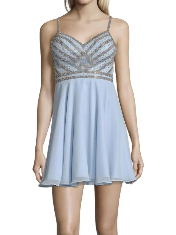 semi-formal party dressesShort Homecoming Dress In Powder Blue