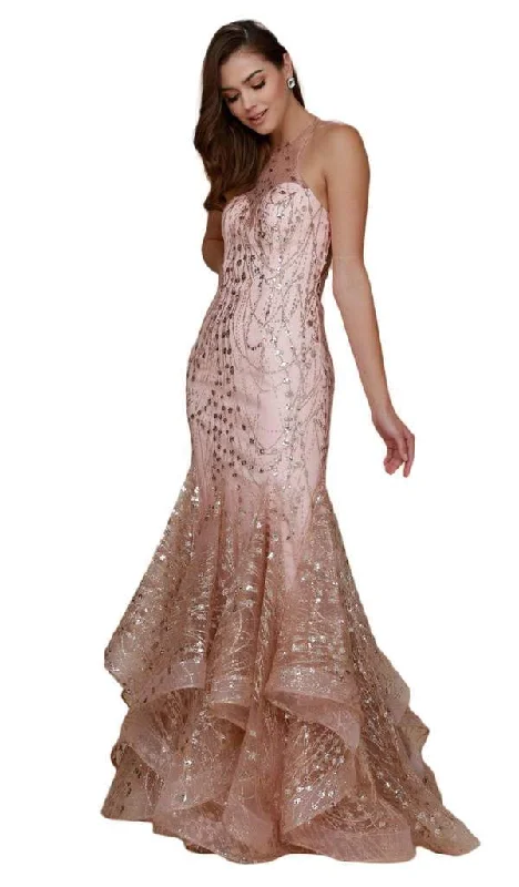 Formal Dress for Formal DancesNox Anabel - Embellished Illusion Halter Mermaid Gown T153 - 1 pc Gold In Size XS Available