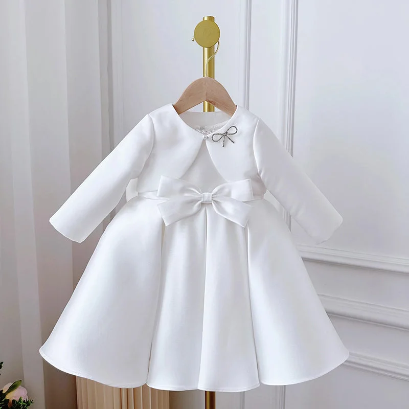 Funky Long Sleeves DressBirthday Dress White Two Piece Long Sleeve Princess Dress