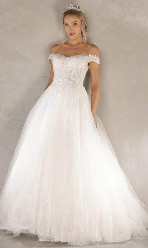 Formal Dress for Tennis TournamentsTerani Couture - 2215P0034 Off Shoulder Applique Bridal Gown