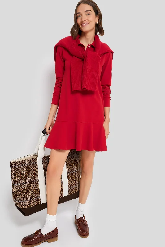 Full-Figured Long Sleeves DressRed Long Sleeve Pique May Polo Dress