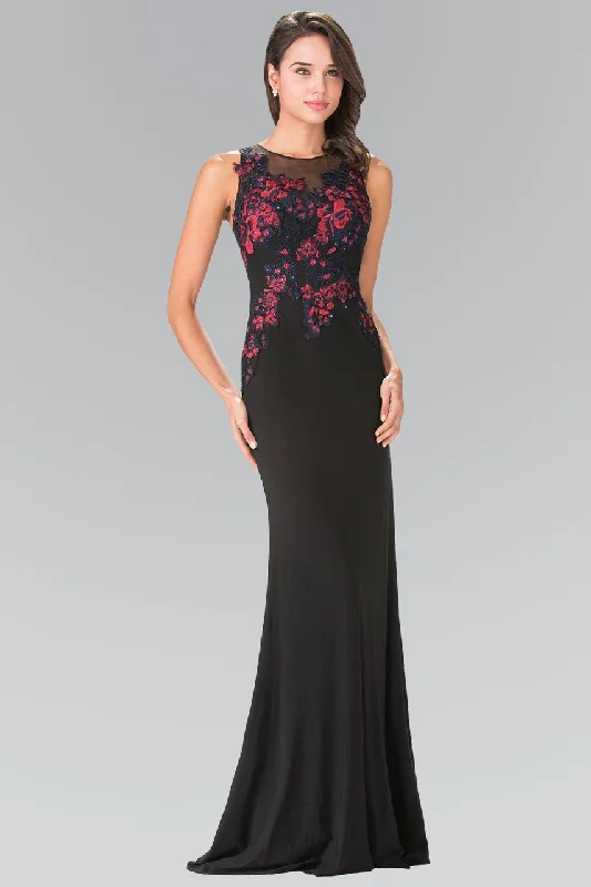 Formal Dress for Beach WeddingsElizabeth K - GL2238 Bead Embellished Jewel Neck Gown