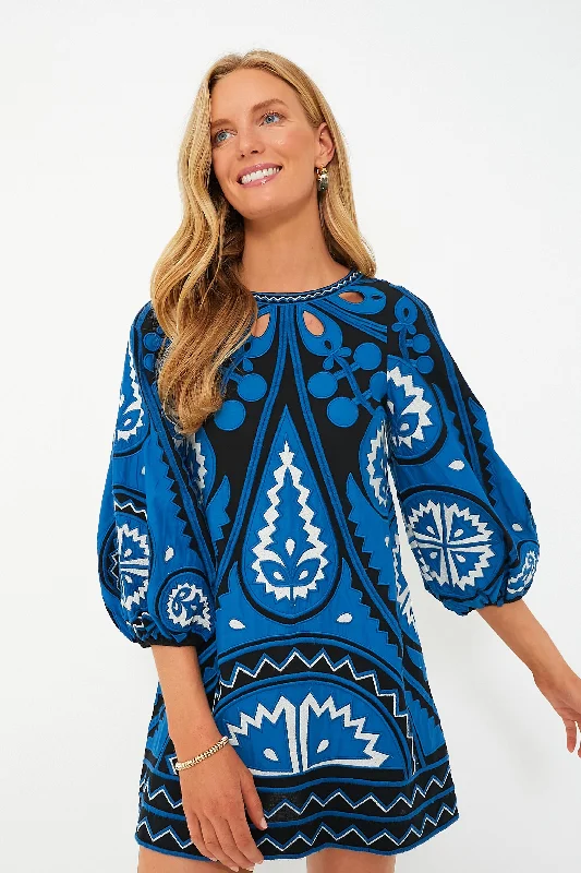 Fun Long Sleeves DressBlue Gael Applique Long Sleeve Tunic Dress