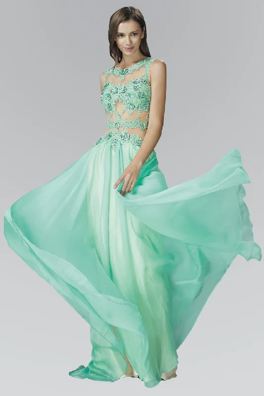 Formal Dress for Cultural ParadesElizabeth K - GL2065 Embellished Jewel Neck A-Line Gown