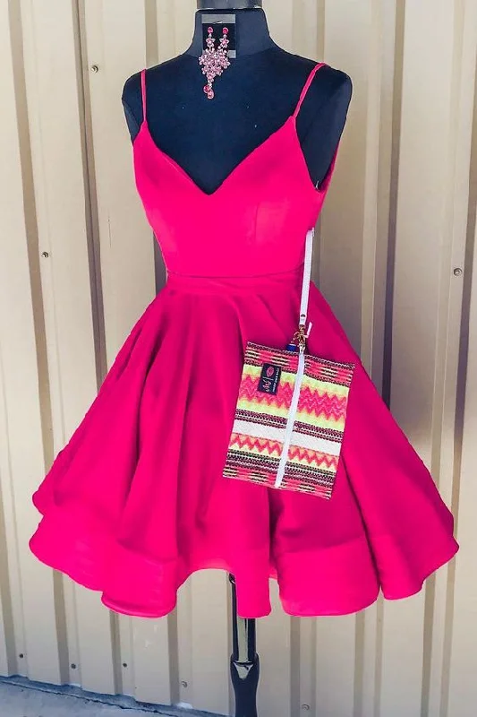 summer party dressesKnee Length Hot Pink Homecoming Dress