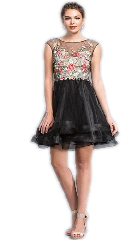 mermaid party dressesTrevi Collection - Embroidered A-Line Homecoming Dress S1922 - 1 pc Black In Size XXS Available