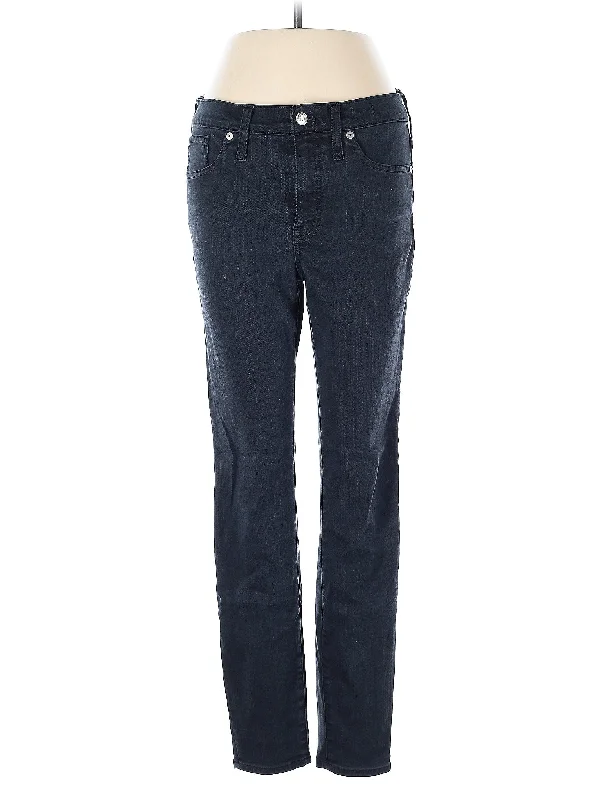 women's blue denim jeansHigh-Rise Straight-leg Jeans in Dark Wash