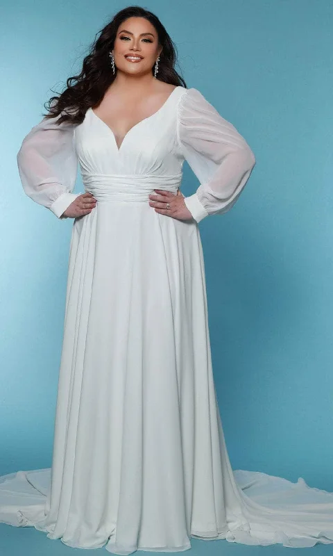 Formal Dress for PageantsSydney's Closet Bridal SC5320 - Long Sleeve V-Neck Bridal Gown