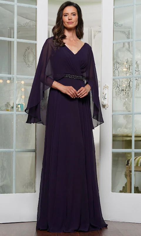 Formal Dress for PageantsMarsoni by Colors MV1350 - Capelet Surplice V-Neck Formal Gown