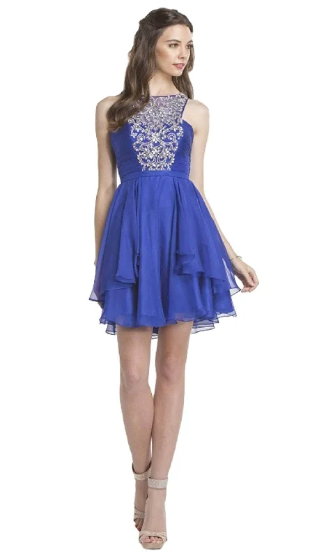 empire waist party dressesTrevi Collection - Halter Style Homecoming A-line Dress S1522 - 1 pc Royal In Size XS Available