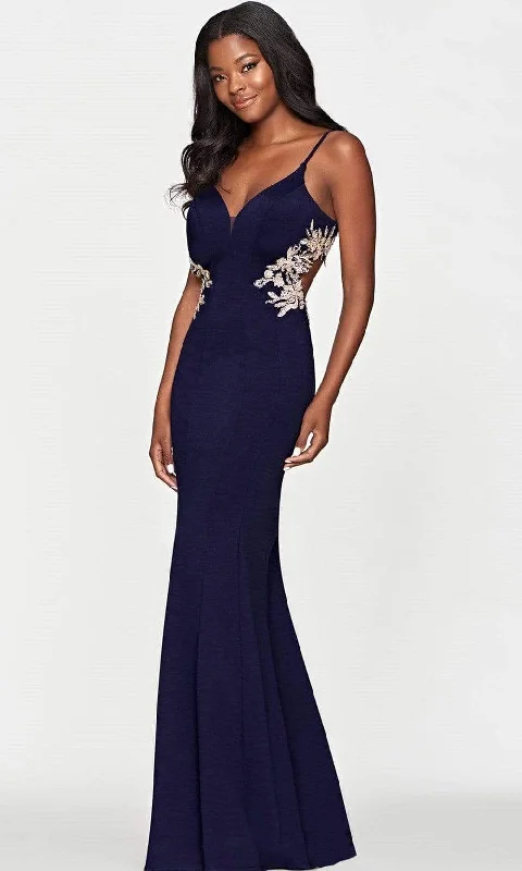 Formal Dress for Civil CeremoniesFaviana - S10668 V Neck Side Detailed Long Gown