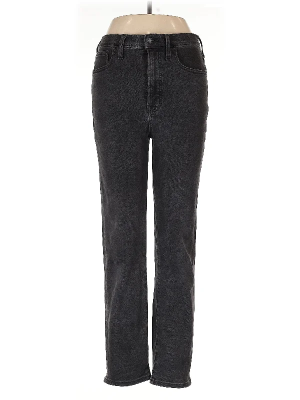 women's denim jeans with geometric patternsHigh-Rise Straight-leg Jeans in Dark Wash