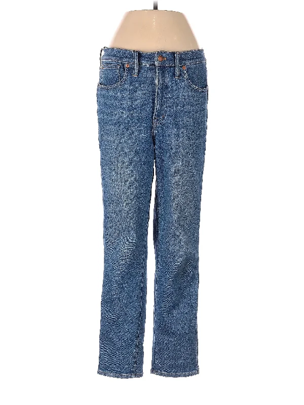 women's denim jeans with functional pocketsHigh-Rise Straight-leg Jeans in Medium Wash