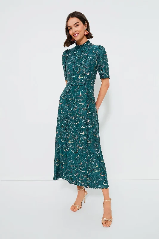 Formal Long Sleeves Evening DressGreen Amara Marble Print Long Sleeve Dress