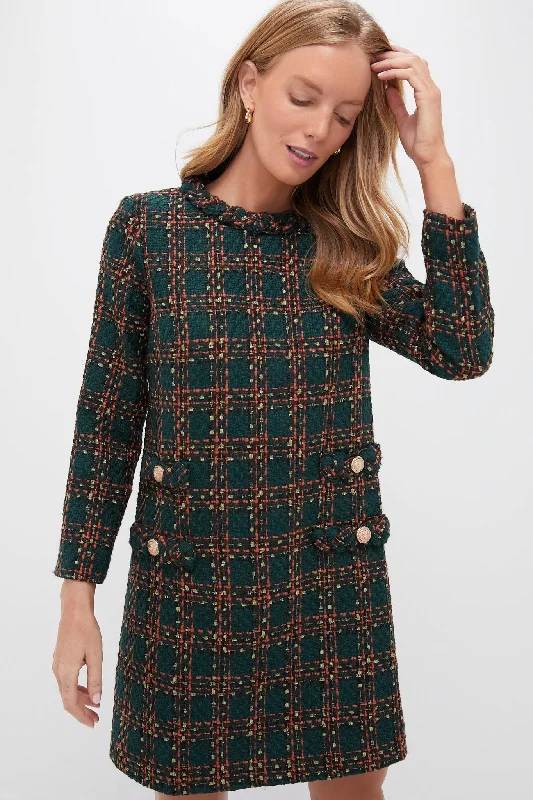 Flirty Silk Long Sleeves DressPersimmon Check Tweed Long Sleeve Jackie Dress