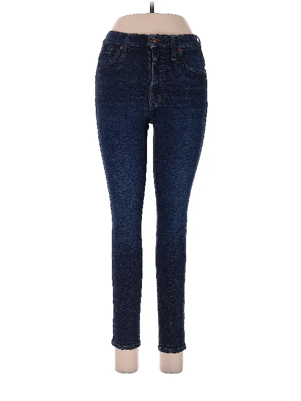 women's acid-washed denim jeansHigh-Rise Skinny Jeans in Dark Wash