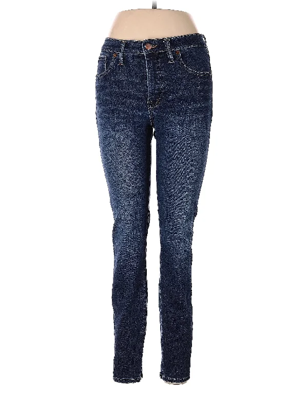 women's denim jeans with ripped kneesHigh-Rise Skinny Jeans in Dark Wash