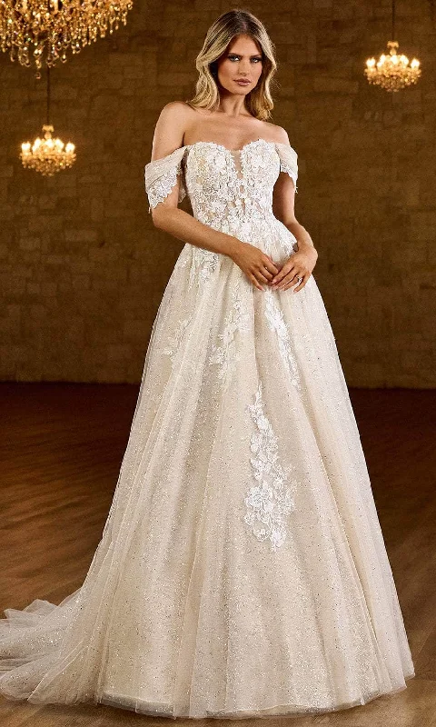 Formal Dress for Film PremieresRachel Allan Bridal RB2184 - Lace Applique Deep Sweetheart Bridal Gown