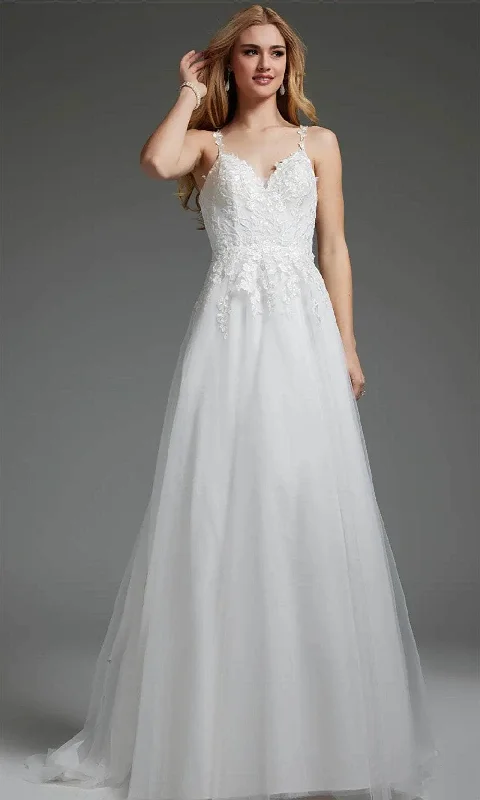 Formal Dress for Theater OpeningsJovani JB40513 - Embroidered Tulle Bridal Gown