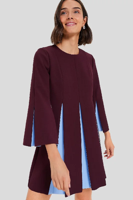 Formal Party Long Sleeves DressMerlot and Sky Blue Long Sleeve Griffiths Dress