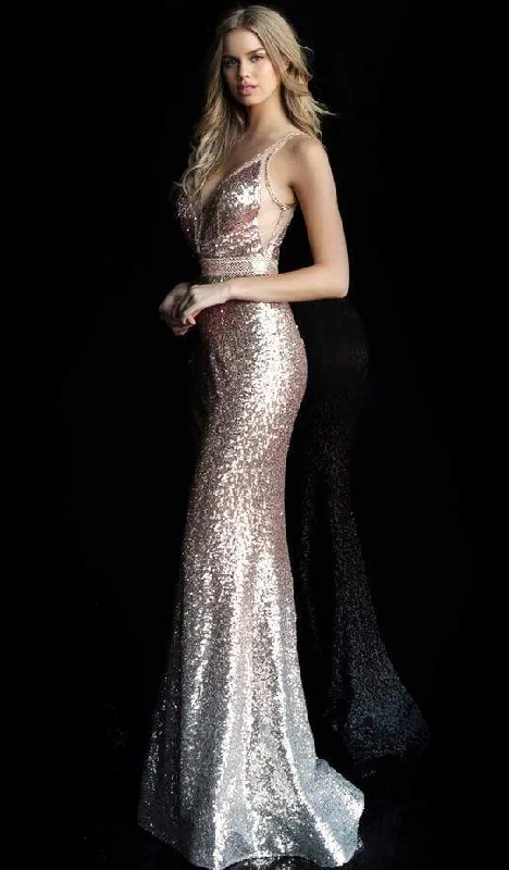 Formal Dress for Formal DinnersJovani - Gradient Sequined Illusion Mermaid Gown 63439 - 1 pc Rose/Gold In Size 4 Available