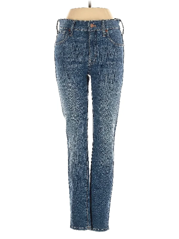 women's denim jeans with ripped kneesHigh-Rise Straight-leg Jeans in Medium Wash