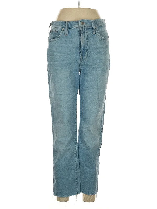 women's denim jeans with raw hemsHigh-Rise Straight-leg Jeans in Light Wash