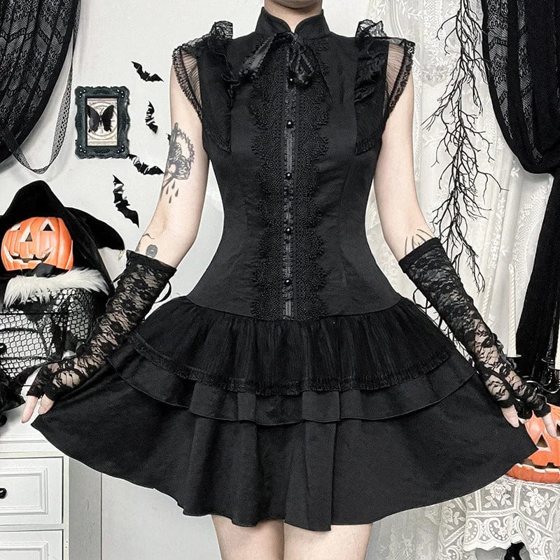 peplum party dressesWomen's Punk Stand Collar Layered Homecoming Dress